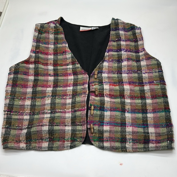 Vintage women’s Forelli‎ Plaid vest size 18/20 wooden loop buttons (B6) - Picture 8 of 8